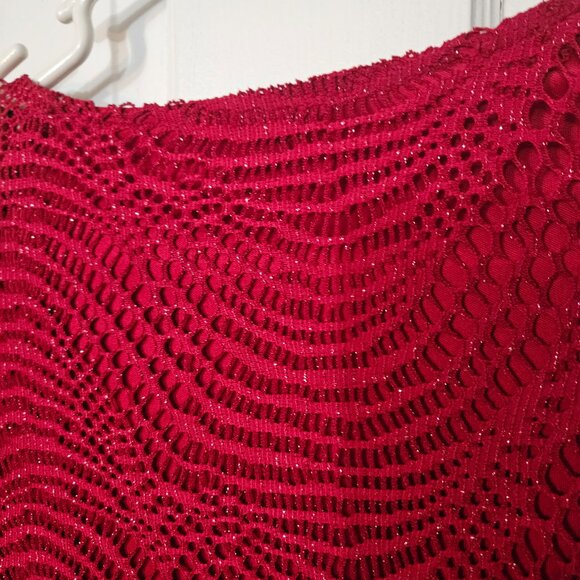 Emma Michelle Red Evening Dress with sparkle and bottom fringe layer SZ XL - Picture 9 of 10